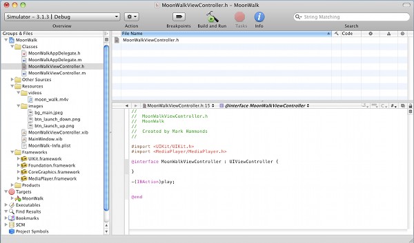 iOS Media Player Framework Step 4 - Adding the Framework in MoonWalk ViewController