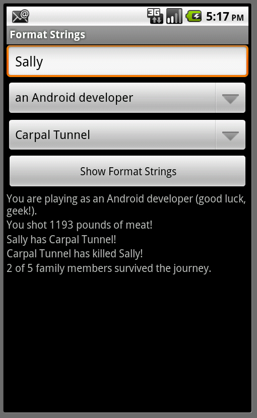 Android SDK Format String Output
