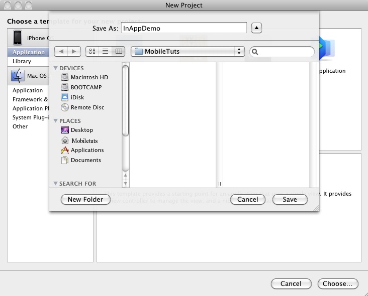 In App Purchase Creating a new project in Xcode.