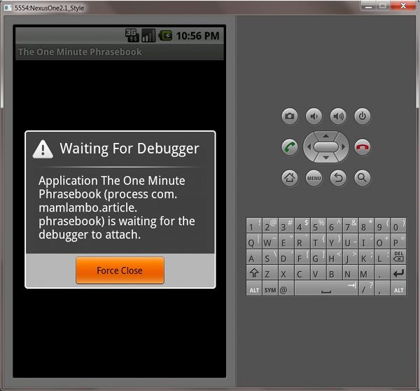 Android Debugging Screen.