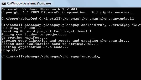 PhoneGap Command Line Android