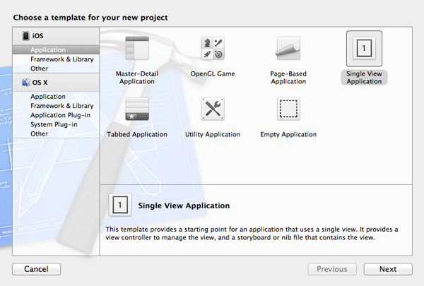 Creating Your First iOS Application - Chooosing an Application Template - Figure 2
