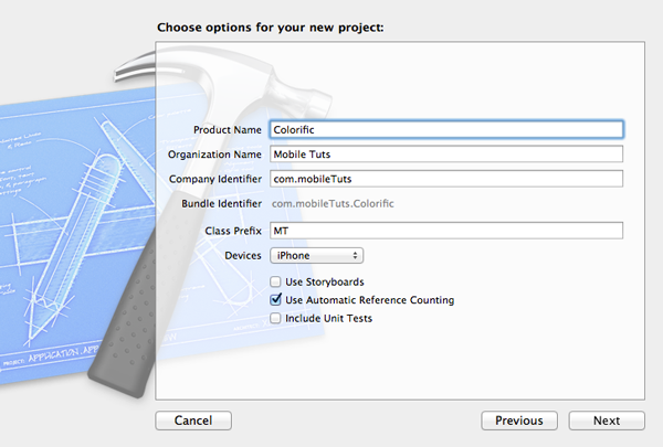 Creating Your First iOS Application - Configuring the Xcode Project - Figure 3